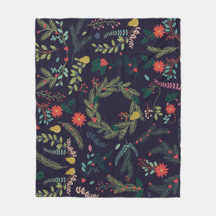Couverture Polaire Fleurs de Noël dessinées à la main : collection vi