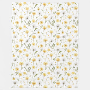 Couverture Polaire Fleurs de pissenlits jaunes blancs