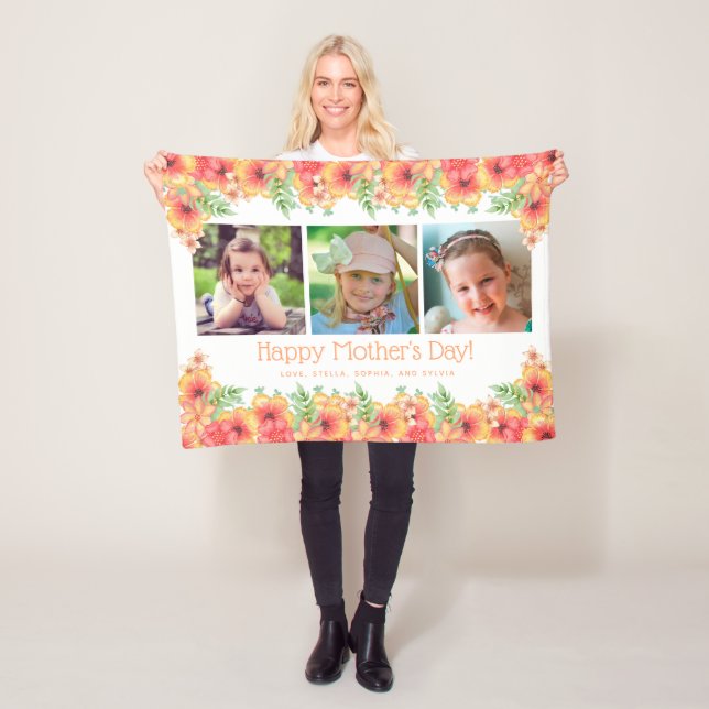 Couverture Polaire Fleurs de printemps 3 Photos Fête des mères (En situation)