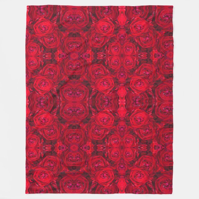 Couverture Polaire Fleurs de roses rouges avec gouttes - photographie (Devant)