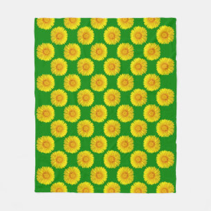 Couverture Polaire "Fleurs de soleil" Green Fleece design de couvertu