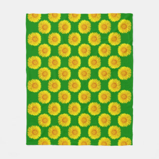 Couverture Polaire "Fleurs de soleil" Green Fleece design de couvertu