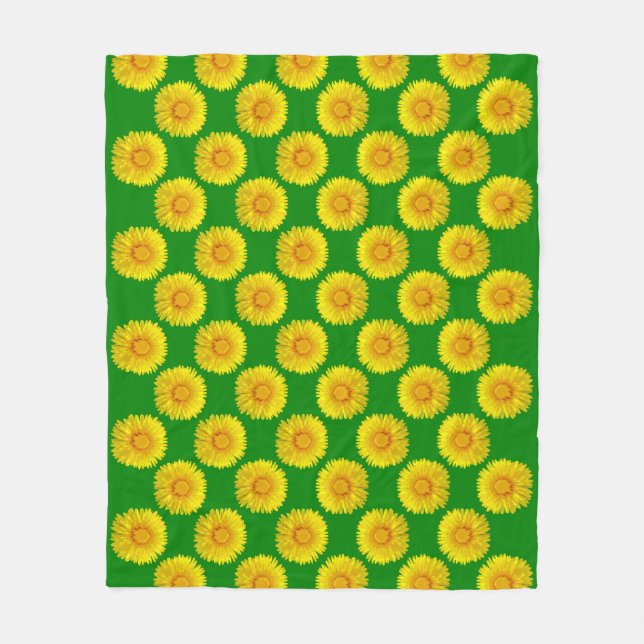 Couverture Polaire "Fleurs de soleil" Green Fleece design de couvertu (Devant)