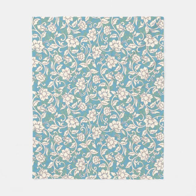 Couverture Polaire Fleurs de torrents jaunes et bleues (Devant)