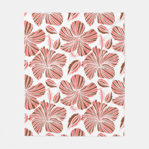 Couverture Polaire Fleurs d'hibiscus hawaïens : style tropical brun.