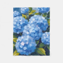 Couverture Polaire Fleurs d'Hortensia Bleu Aquarelle Floral