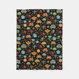 Couverture Polaire Fleurs et oiseaux rétro Whimsical