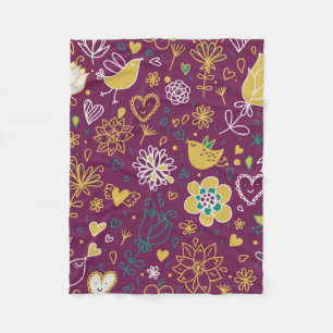 Couverture Polaire Fleurs et oiseaux Whimsical Blanket en polaire