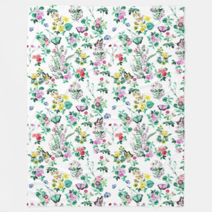 Couverture Polaire Fleurs et papillons Joli