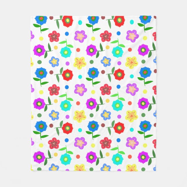 Couverture Polaire Fleurs et Pois (Devant)