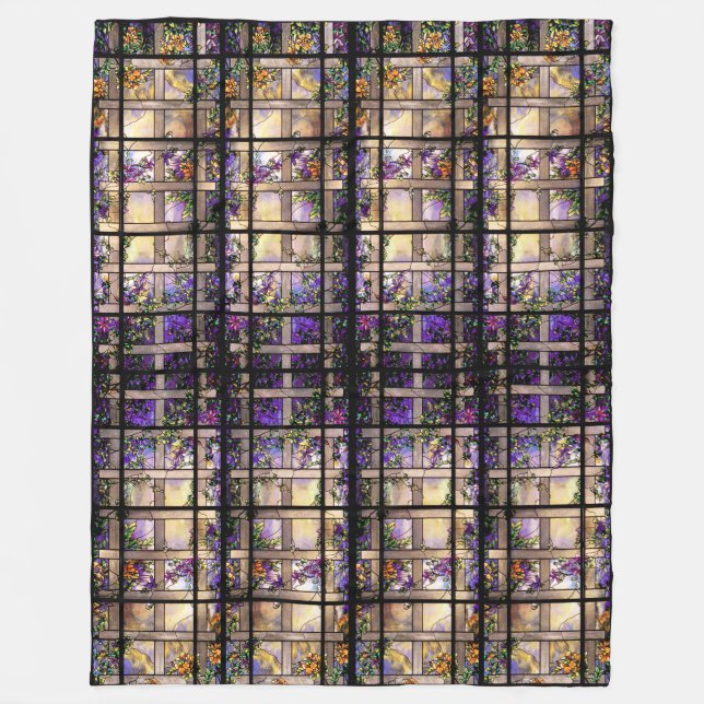 Couverture Polaire Fleurs florales de clématite en verre souillé de (Devant)