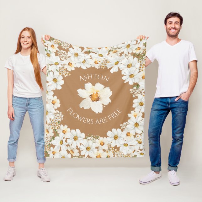 Couverture Polaire Fleurs florales de marguerite personnalisées sont  (En situation)
