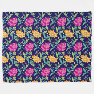 Couverture Polaire Fleurs florales élégantes Buds Jaunes Roses Verdur