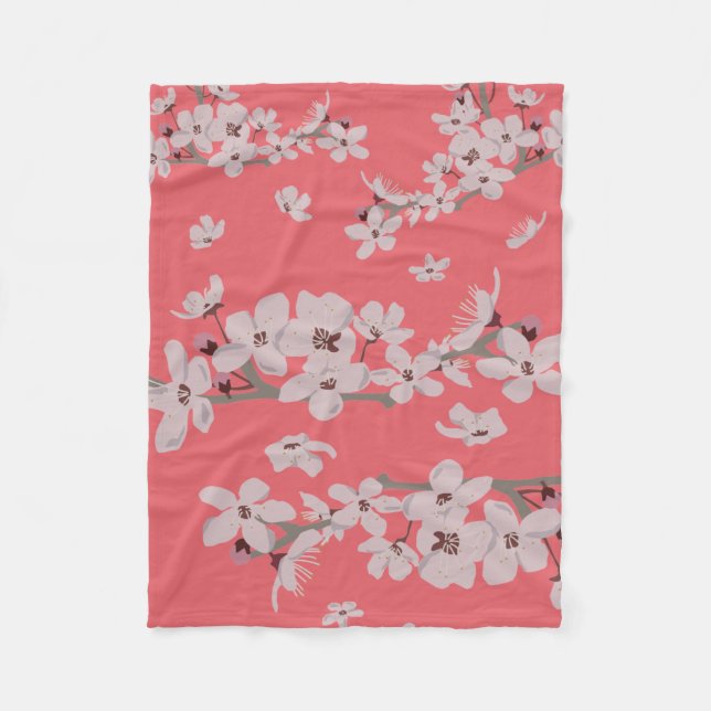 Couverture Polaire Fleurs flottantes de fleurs de cerisiers (Devant)