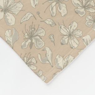 Couverture Polaire Fleurs jetées sur fond beige clair - motif sans fi
