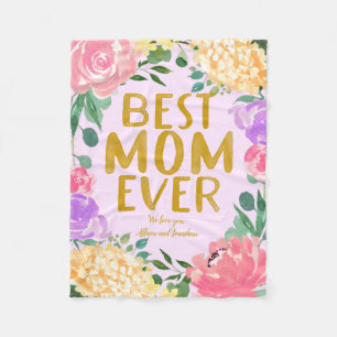 Couverture Polaire Fleurs Lumineuses Personnalisées Meilleure Maman P