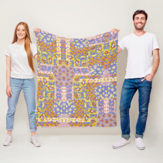 Couverture Polaire Fleurs marguerites modernes en Patchwork sur Périw