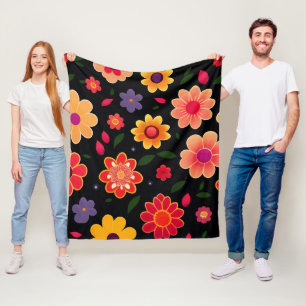 Couverture Polaire Fleurs mignonnes Florales colorées