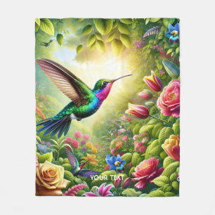 Couverture Polaire Fleurs mignonnes Imaginaires Arc-en-ciel Colibri