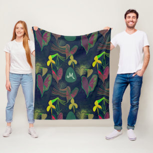 Couverture Polaire Fleurs Plantes tropicales Monogramme sur mesure