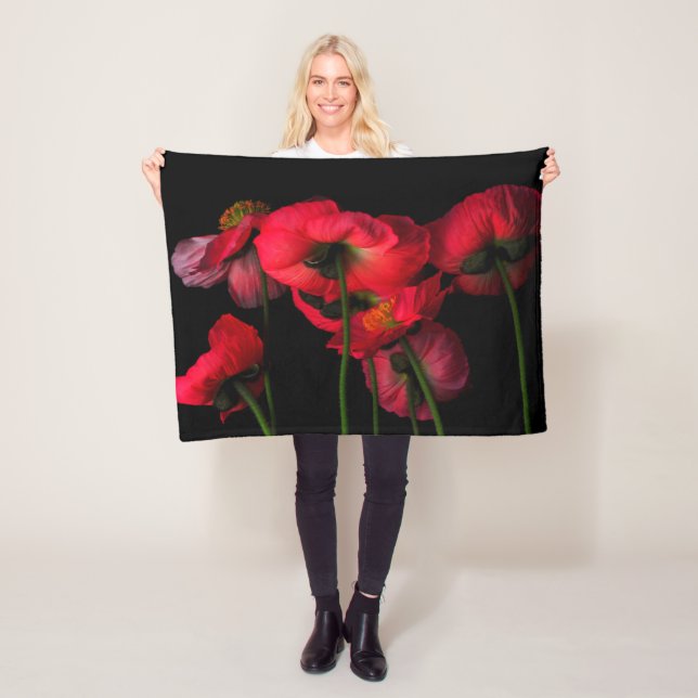 Couverture Polaire Fleurs | Poppies rouges (En situation)