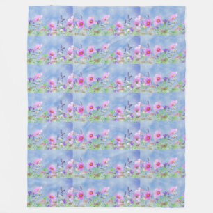 Couverture Polaire fleurs roses champs de prairie jardin pétales vign