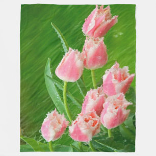 Couverture Polaire Fleurs roses de tulipe