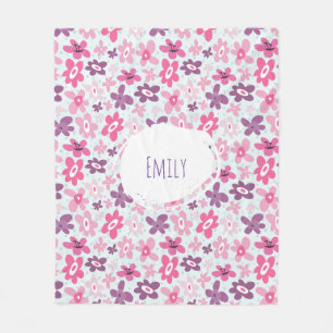 Couverture Polaire Fleurs roses mignonnes Motif Whimsical Personnalis