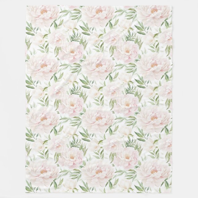 Couverture Polaire Fleurs roses romantiques (Devant)