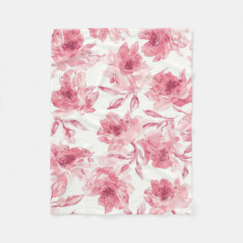Couverture Polaire Fleurs Roses Tendres Aquarelle Floral Aerien