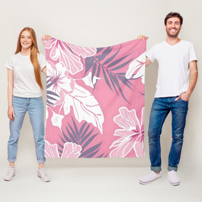 Couverture Polaire Fleurs roses tropicales (En situation)