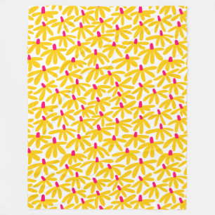 Couverture Polaire Fleurs stylisées - Ambre, cramoisi et blanc