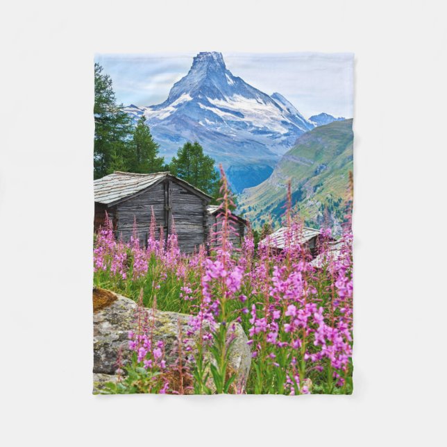 Couverture Polaire Fleurs | Summer Matterhorn Suisse (Devant)