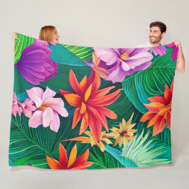 Couverture Polaire Fleurs tropicales colorées Motif