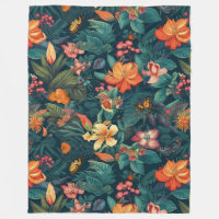 Fleurs tropicales et Feuilles à papillons