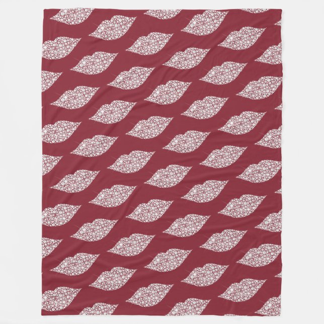 Couverture Polaire Flirty Red White Diamond lèvres (Devant)