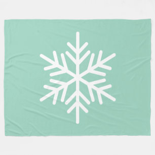 Couverture Polaire Flocon de neige alpin blanc festif sur sarcelle de
