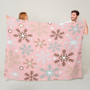 Couverture Polaire Flocon Rose
