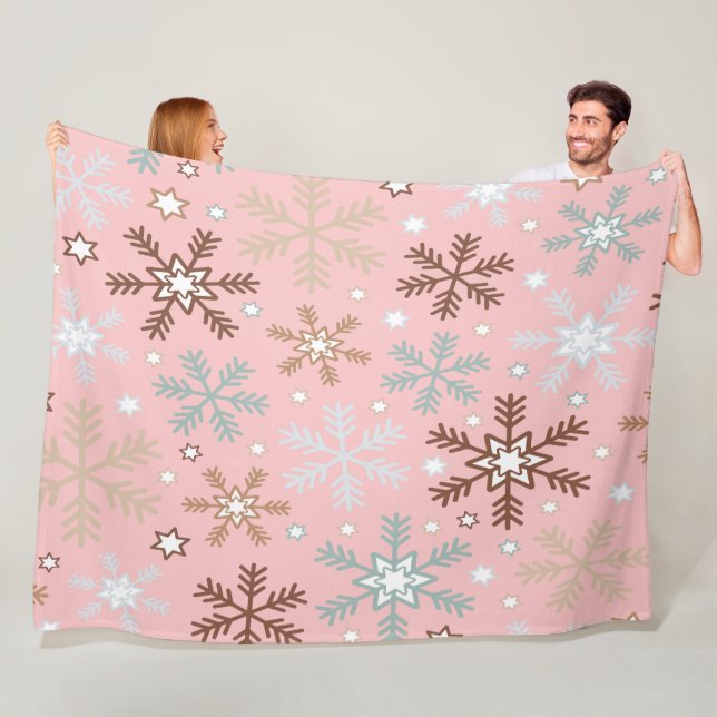 Couverture Polaire Flocon Rose  (En situation)