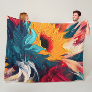 Couverture Polaire Floraison radieuse – Expression florale abstraite