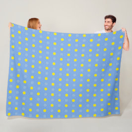 Couverture Polaire Floral Abstrait de Gerberas Jaunes sur Bébé Bleu