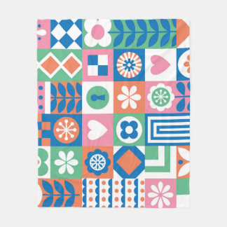 Couverture Polaire Floral Abstrait : Scandinave Folk Design.