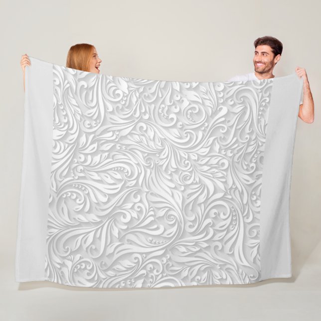 Couverture Polaire Floral blanc (En situation)