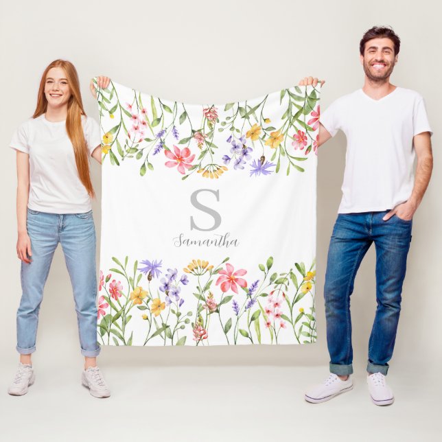 Couverture Polaire Floral Fleur sauvage personnalisé (En situation)