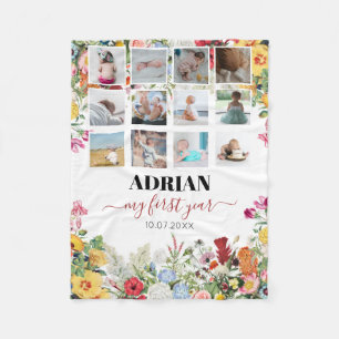 Couverture Polaire Floral Garden Baby First Year Photo Collage