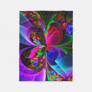 Couverture Polaire Floral moderne Art Abstrait Rouge Bleu Motif #12