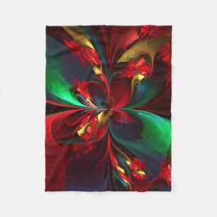 Couverture Polaire Floral moderne Art Abstrait Rouge Vert Motif #11