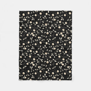 Couverture Polaire Floral noir et blanc