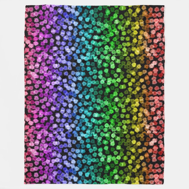 Couverture Polaire floral ornement noir arc-en-ciel (Devant)