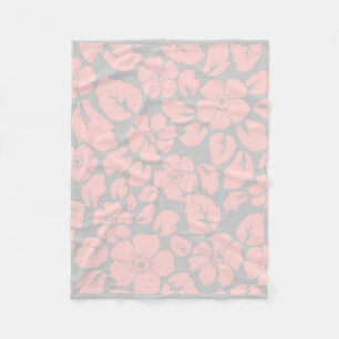 Couverture Polaire Floral rose et gris pastel